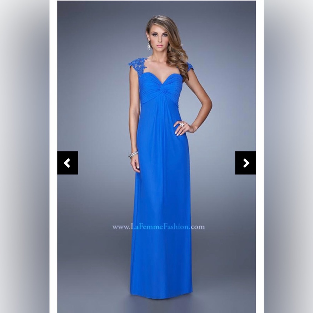 NWT La Femme #20844 | Electric Blue Beaded Gown Sz.2